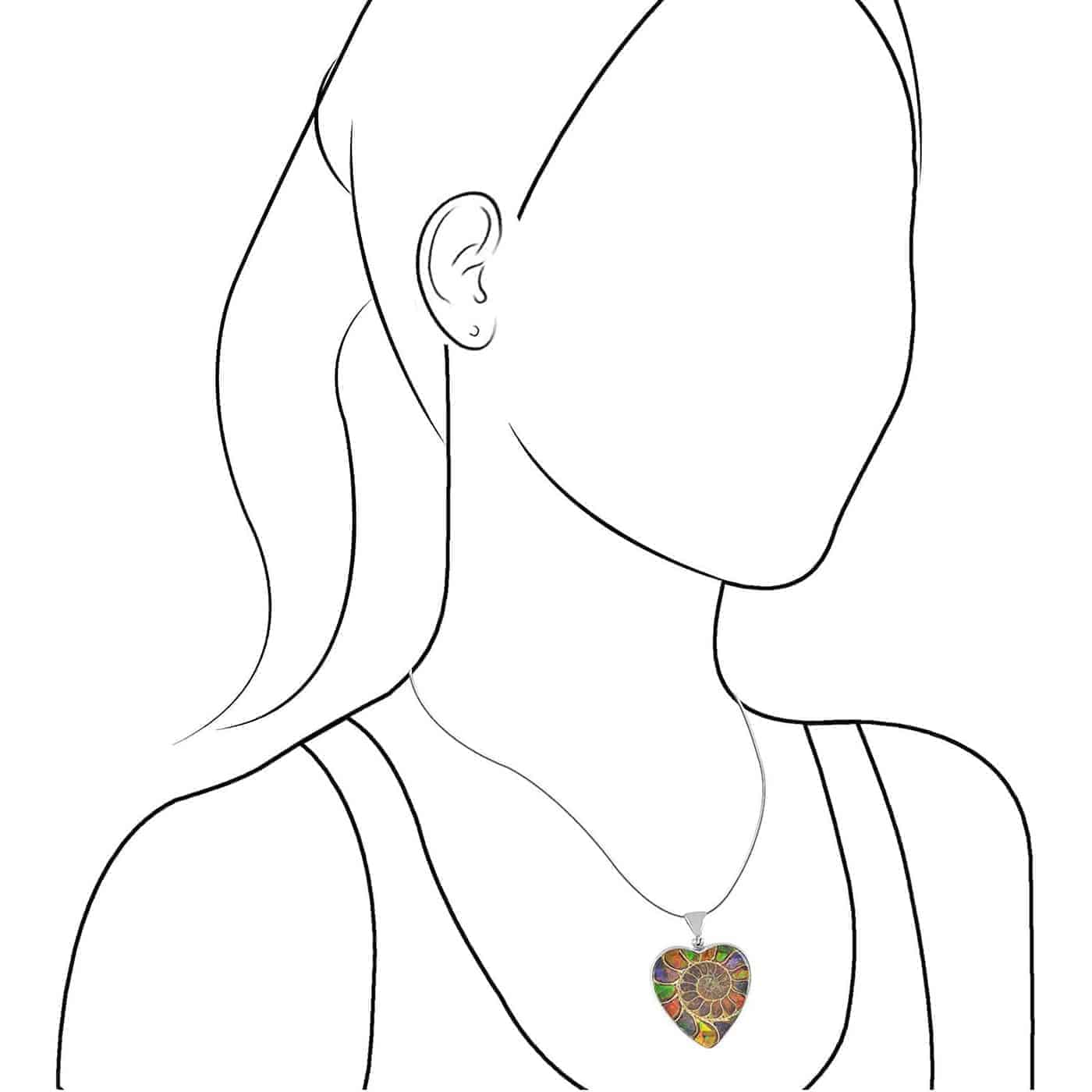 Starborn Sterling Silver Ammolite Inlay Heart Pendant