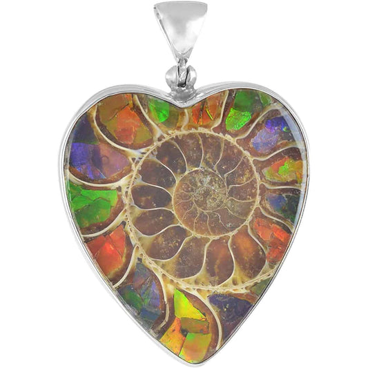 Starborn Sterling Silver Ammolite Inlay Heart Pendant
