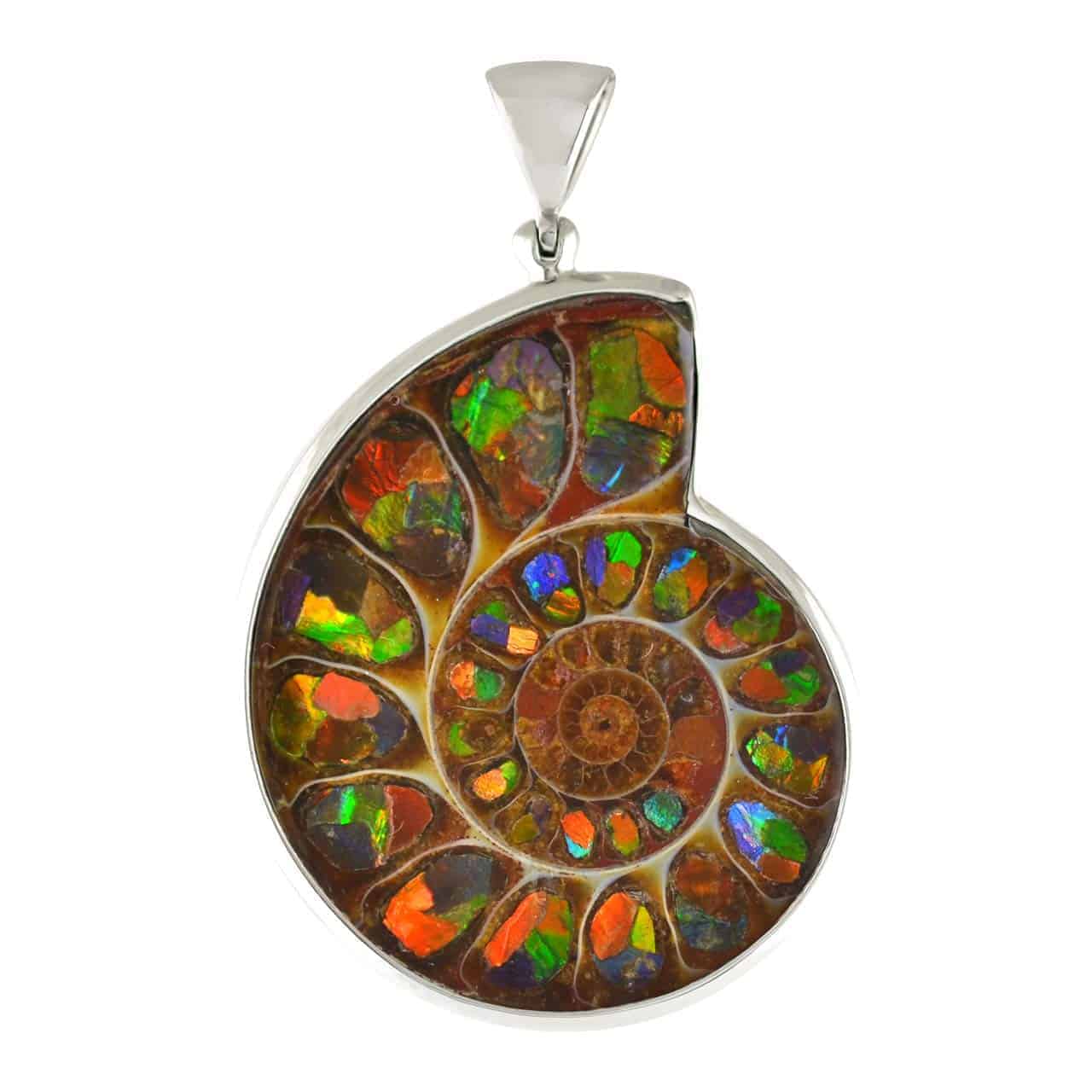 Starborn Sterling Silver Ammonite with Ammolite Inlay Pendant