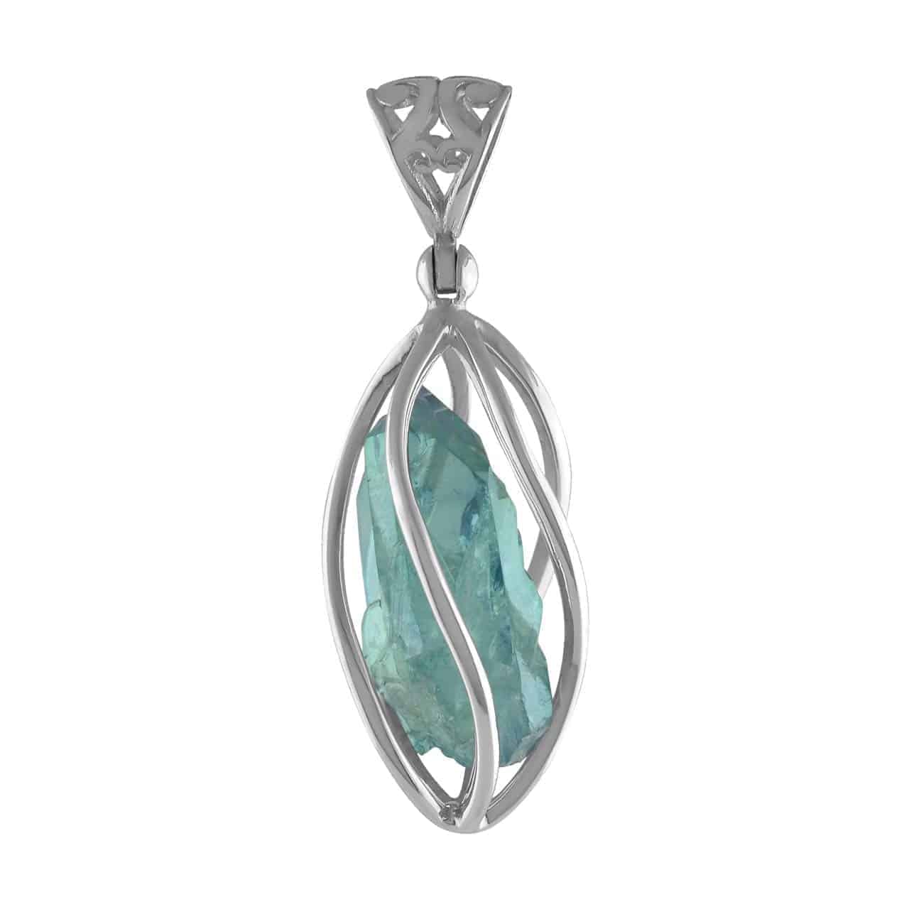 Starborn Sterling Silver Aqua Aura Quartz Crystal Pendant