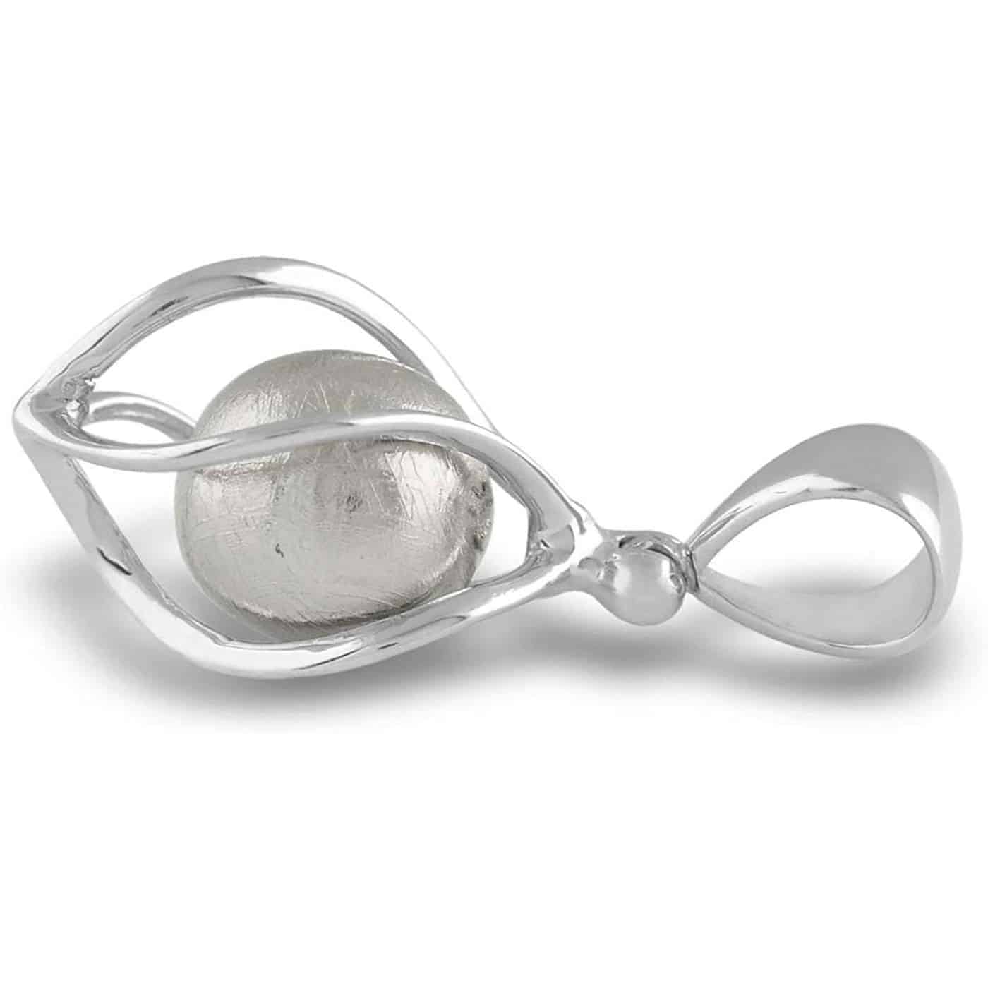 Starborn Genuine Muonionalusta Meteorite Sphere Cage Set Pendant in Sterling Silver