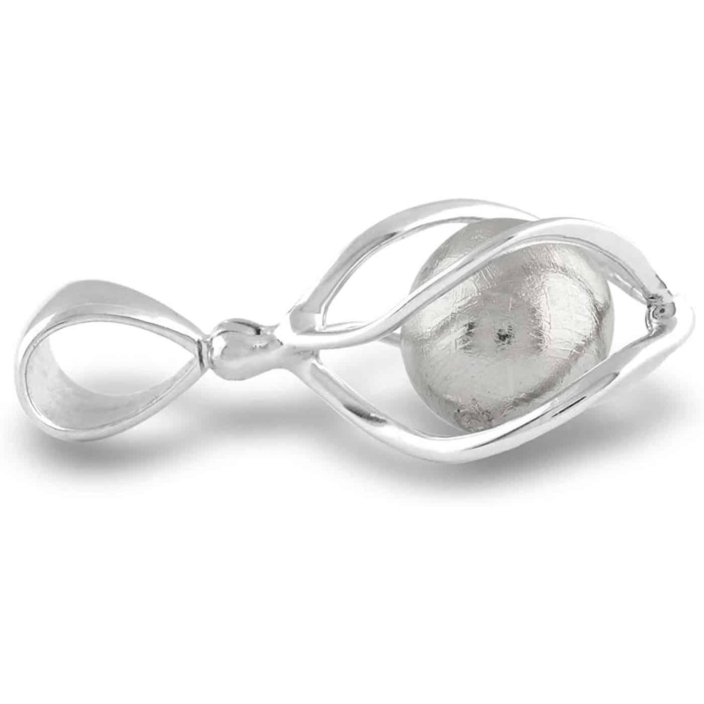 Starborn Genuine Muonionalusta Meteorite Sphere Cage Set Pendant in Sterling Silver