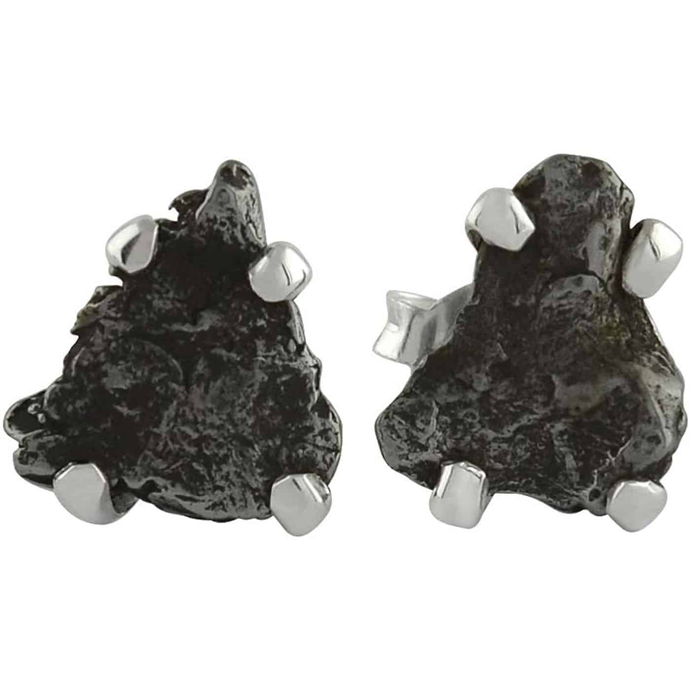 Starborn Campo del Cielo Meteorite Post Earrings in Sterling Silver