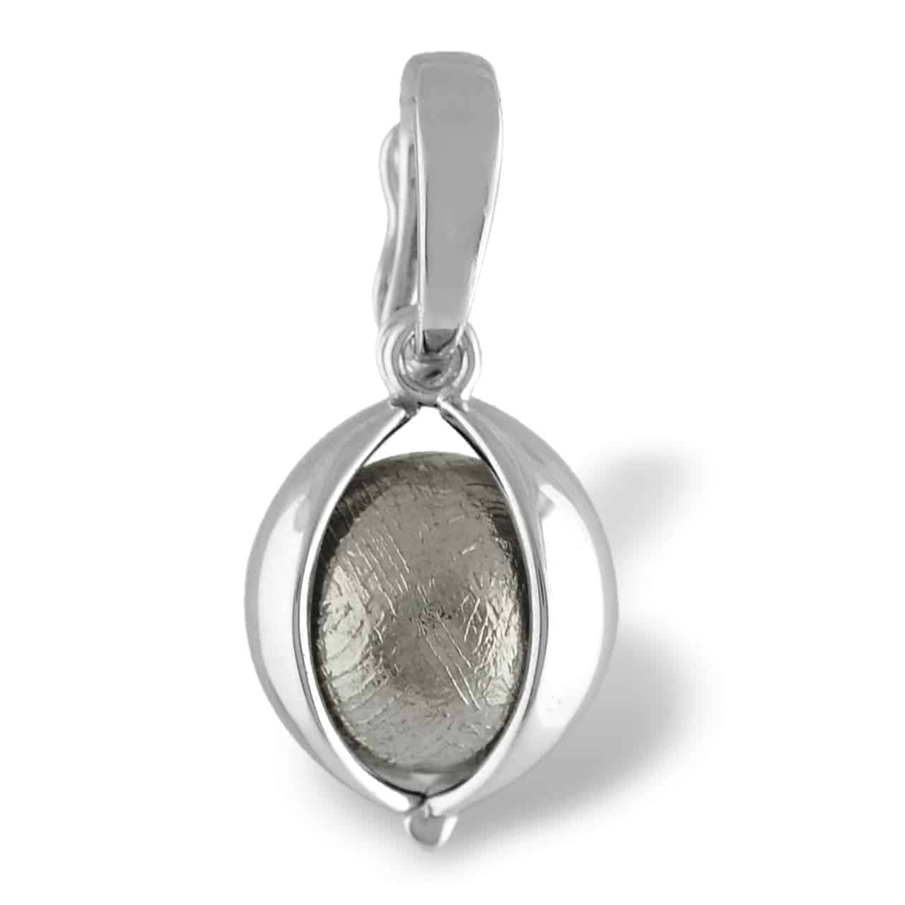 Starborn Muonionalusta Meteorite Sphere Hinged Pendant in Sterling Silver