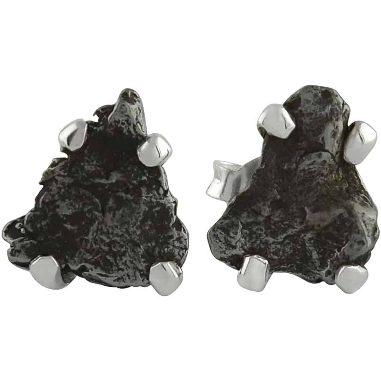 Starborn Campo del Cielo Meteorite Post Earrings in Sterling Silver