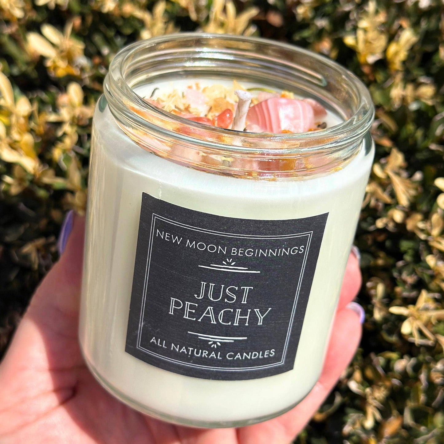 Just Peachy Candle Handmade, Hand Poured Soy Wax Juicy Peach: 9oz Glass Jar