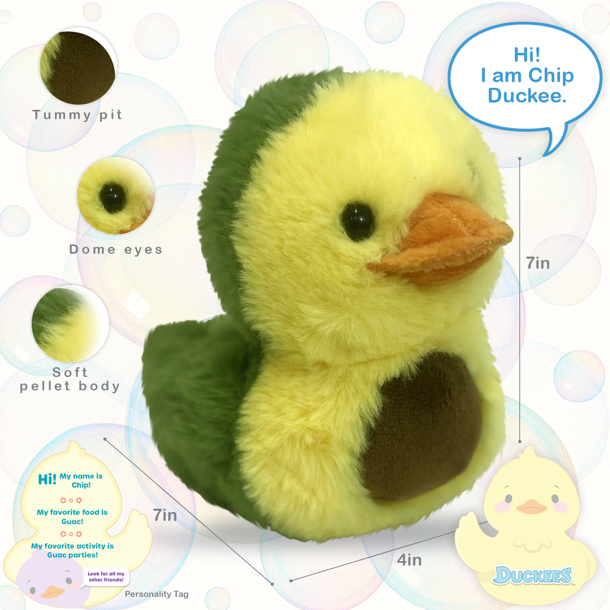 Duckado - 7" Chip Plush Duckee Avocado