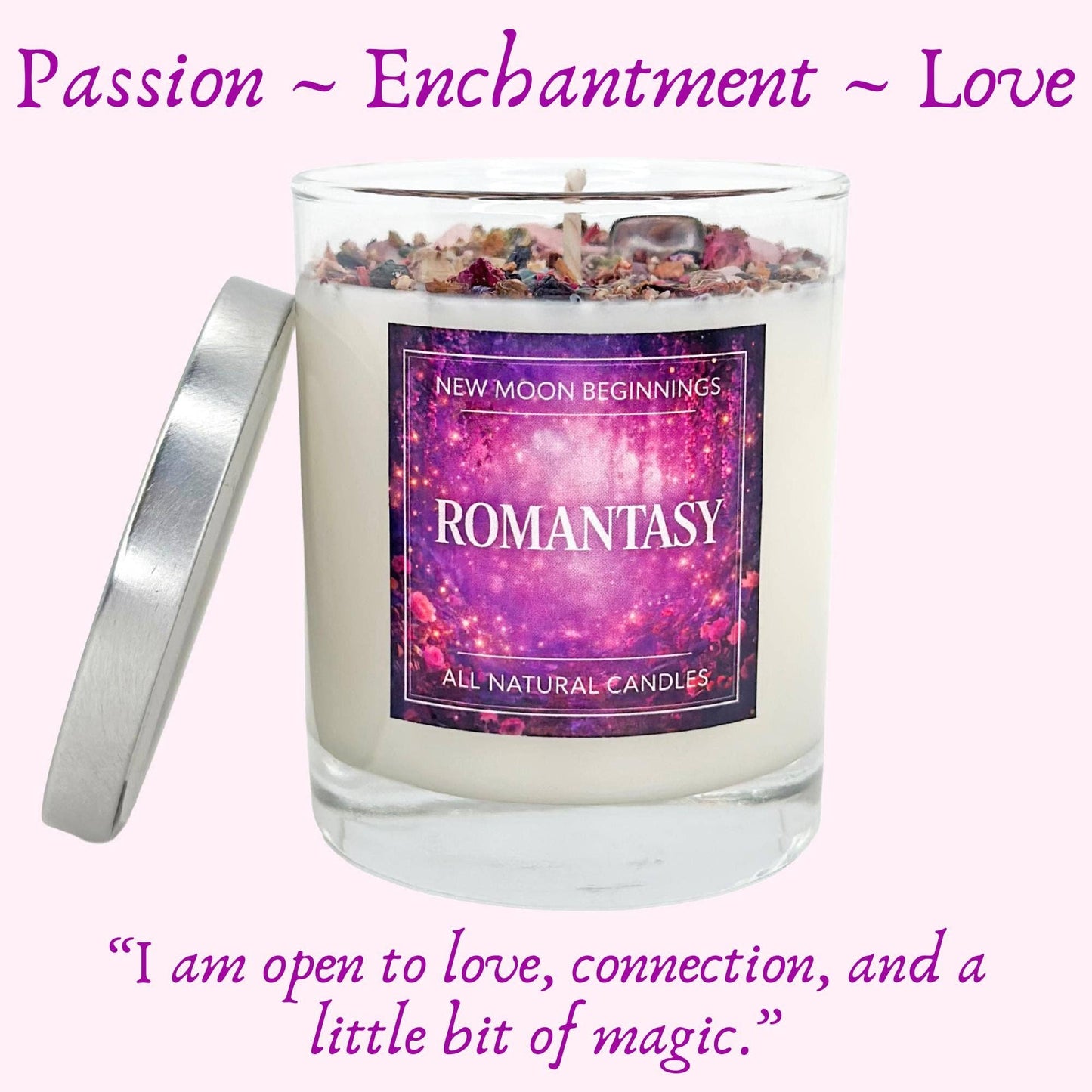 Romantasy Candle Soy Wax, Crystal Candle, Book Candle: 7.75 oz Glass Jar