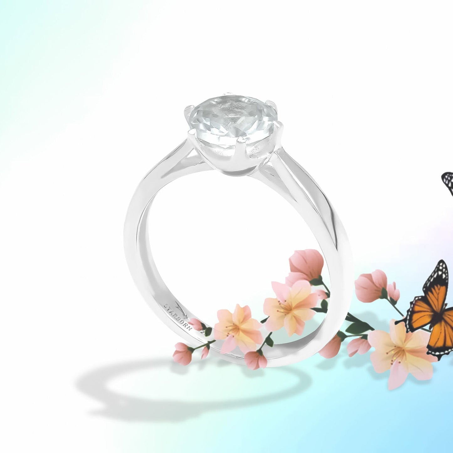 Starborn Faceted Danburite Ring in Sterling Silver