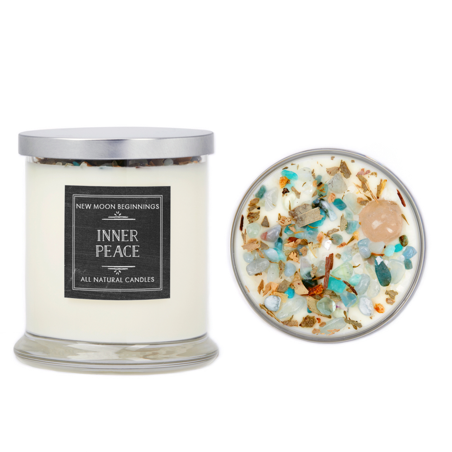 Inner Peace Candle - Soy Crystal Candle (Crystal Waters): 7.75oz Round Glass