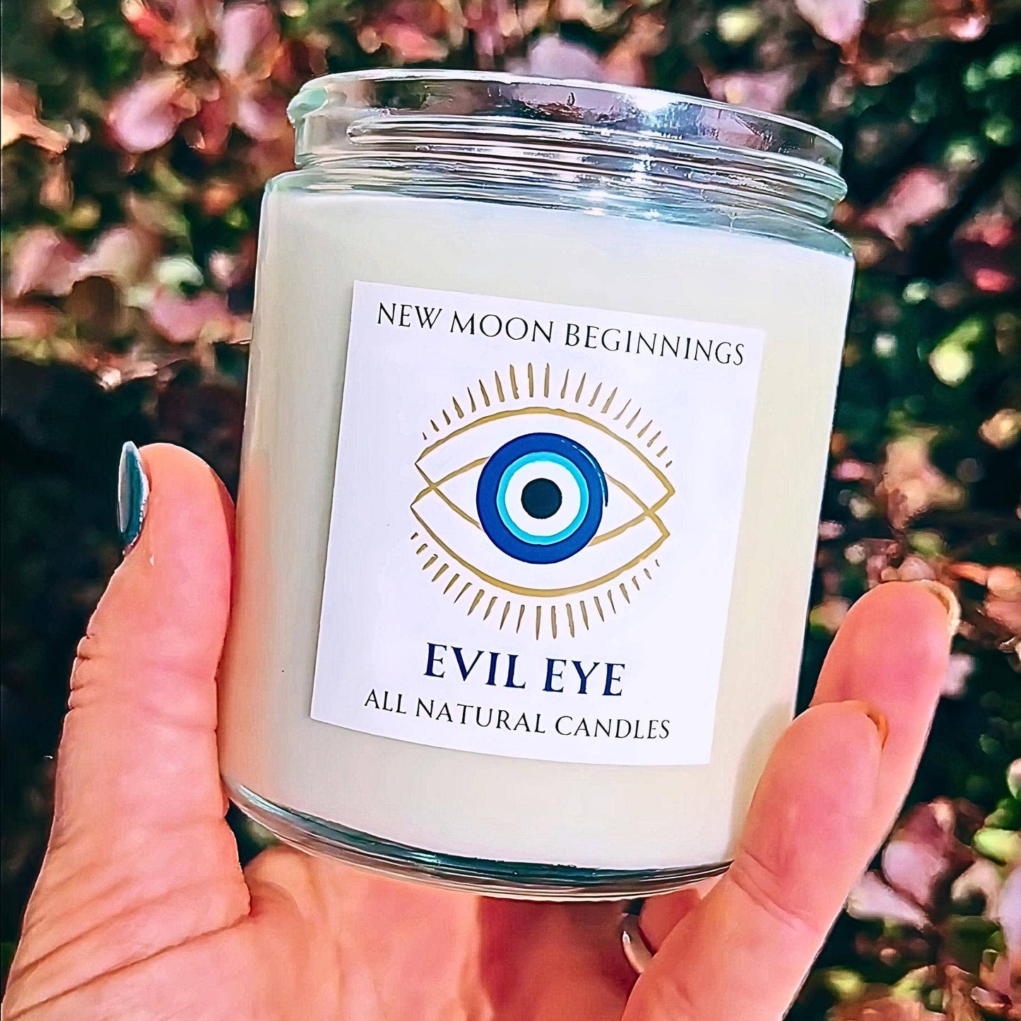 Evil Eye Protection Candle by New Moon Beginnings: 9oz Glass Jar