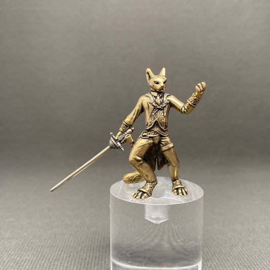 Brass Cat Swordsman Crafts Decoration Desktop Ornaments