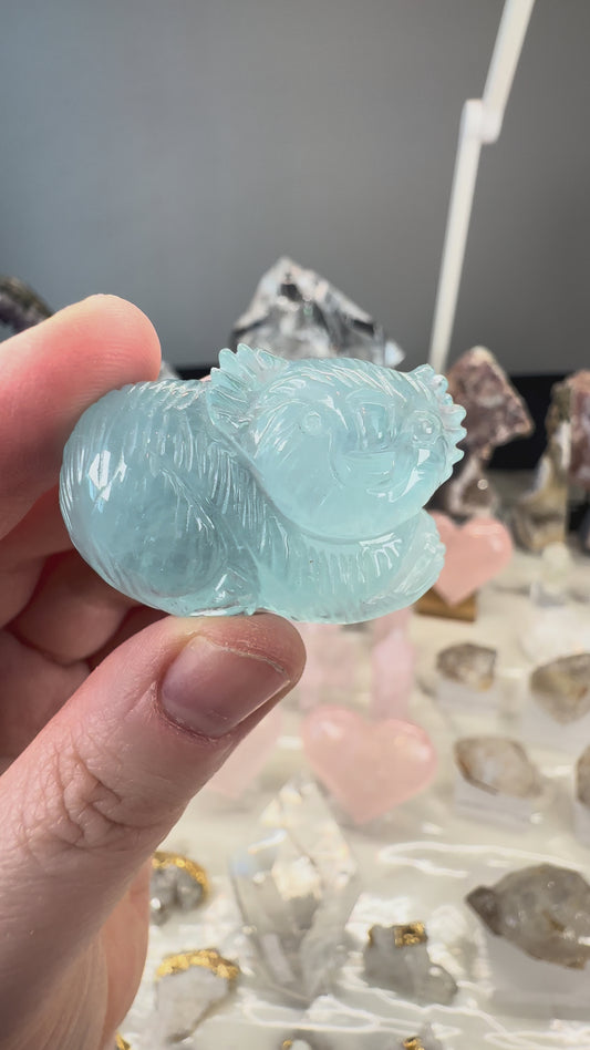 Hand-Carved Brazilian Aquamarine Koala