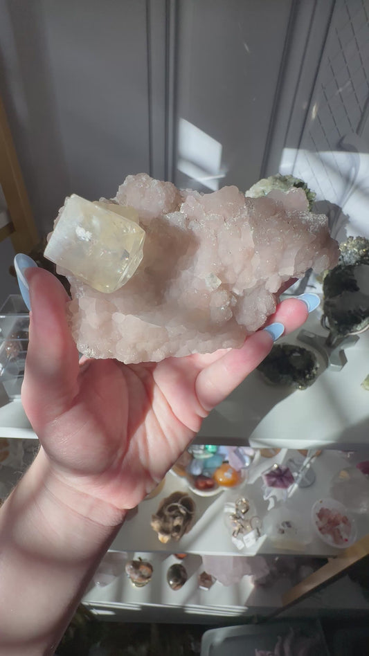Calcite on Pink Chalcedony | Charcas, San Luis Potosí, Mexico
