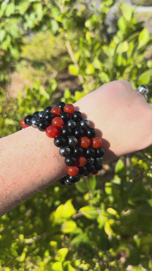Carnelian, Hematite & Black Obsidian 10mm