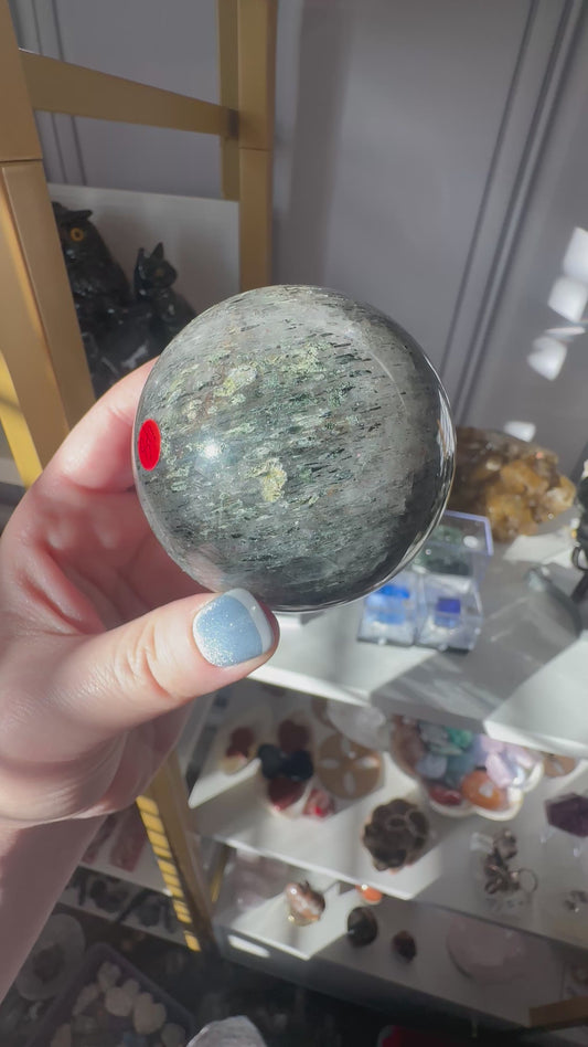 Quartz with Epidote and Black Tourmaline Sphere B
