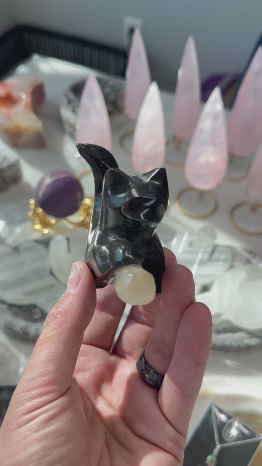 Marble Kitty with Calcite Ball